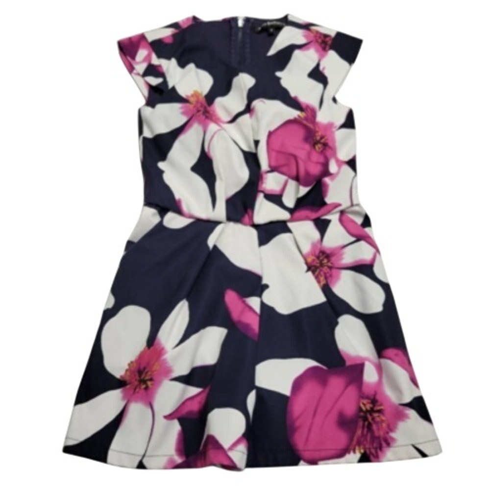 Miss Behave Girls Romper Blue White Floral Cap Sleeve Zip Scoop Pocket Stretch 8